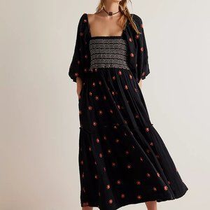 Free People Dahlia Embroidered Maxi Dress